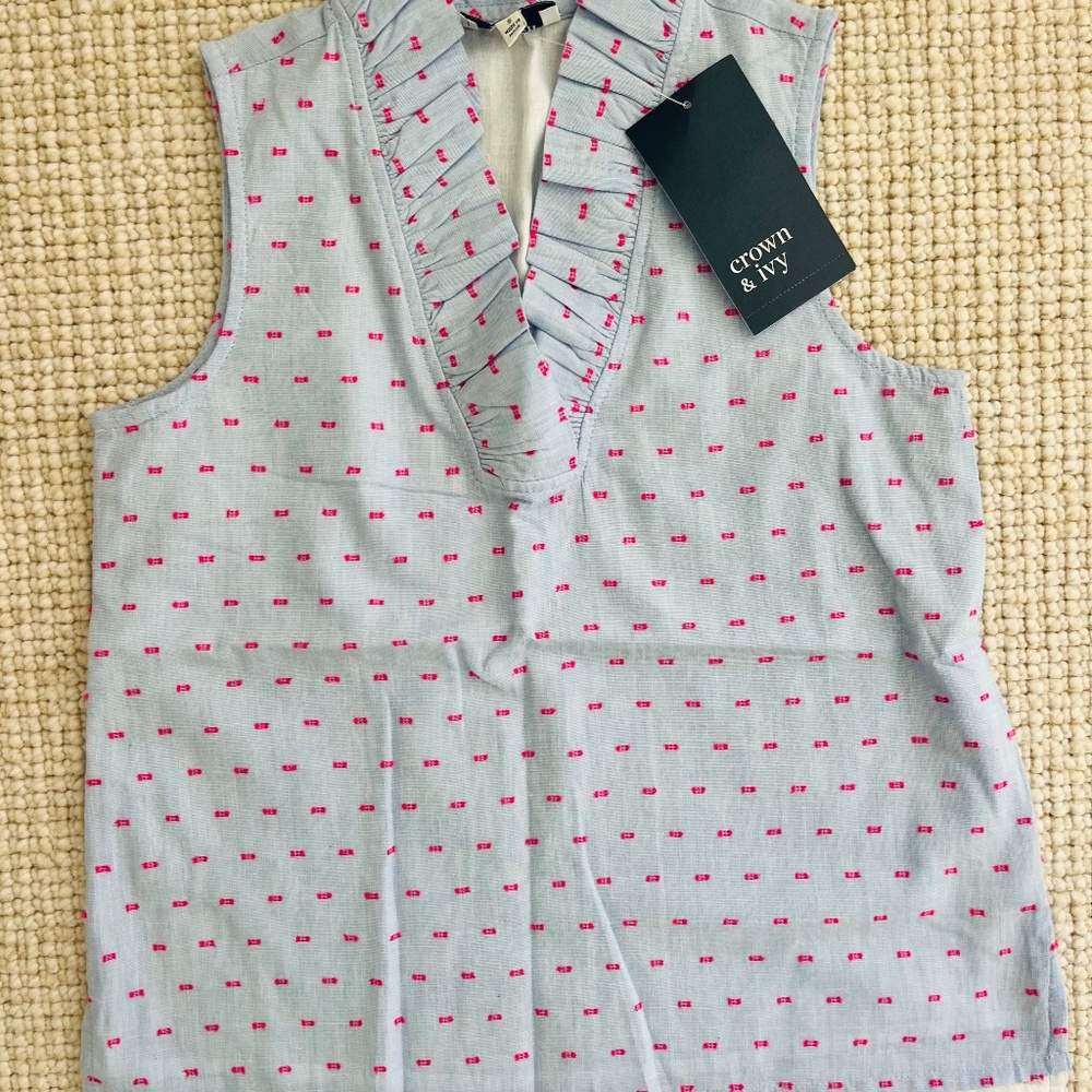 Belk Girls Sleeveless Ruffle Collar Top NWT (S)